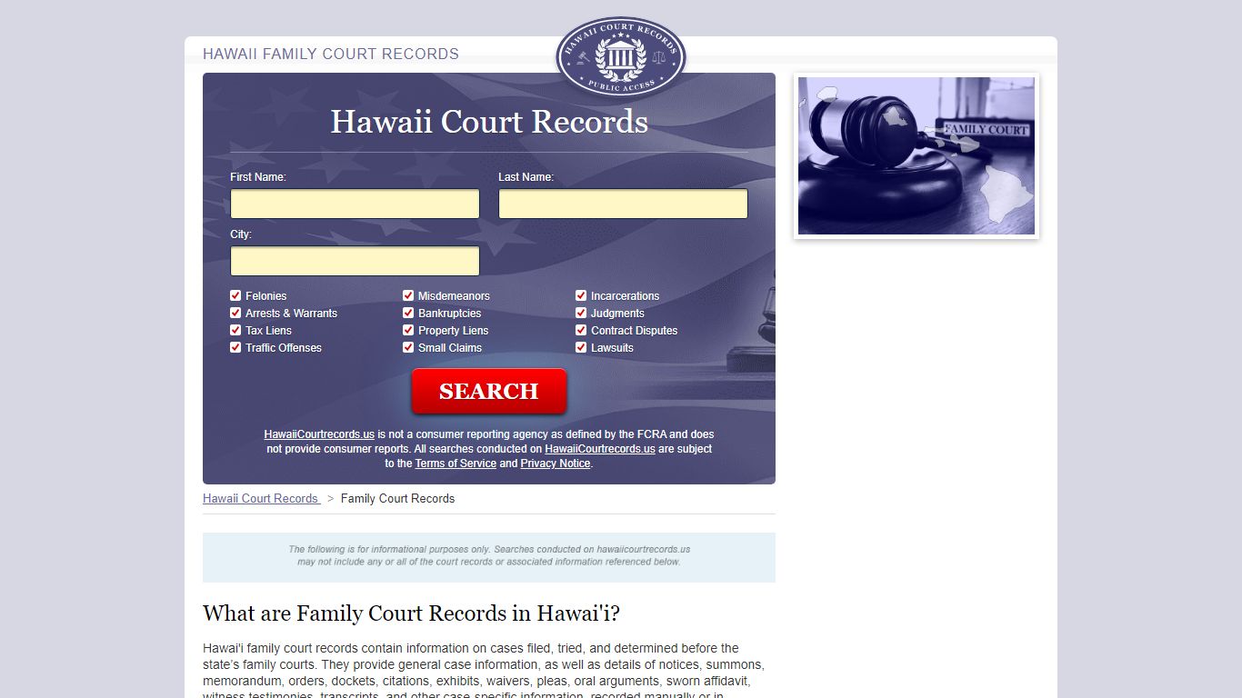 Hawaii Family Court Records | HawaiiCourtRecords.us